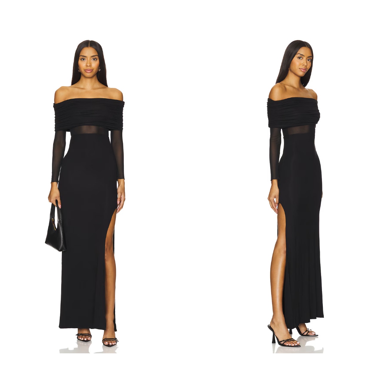 Rta Zadie Long Sleeve Maxi Dress In Black